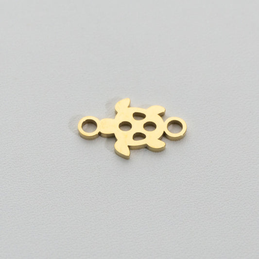 Sea Turtle Connector Stainless Steel PVD Gold Plated Liontin Konektor Penyu Laut Hypoallergenic
