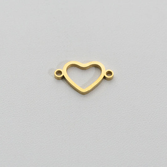 Statement Plain Heart Connector Stainless Steel PVD Gold Plated Liontin Konektor Hati Polos Hypoallergenic