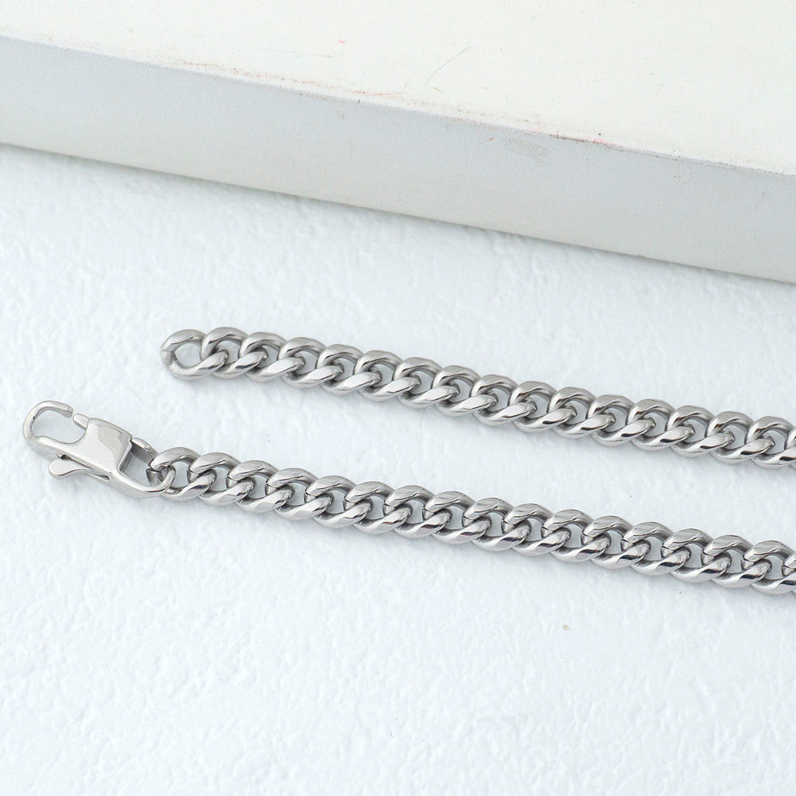 (56cm) Men's Silver Double Link Curb Chain Necklace Stainless Steel PVD Gold Plated Kalung Pria Hypoallergenic