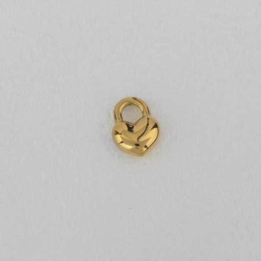 (1.4cm) Heart Love Lock Pendant Stainless Steel PVD Gold Plated Liontin Hati Gembok Hypoallergenic