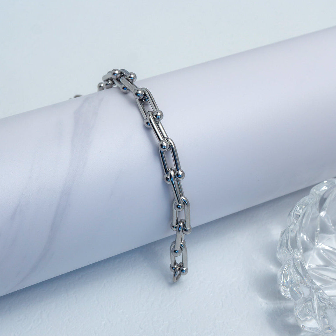 (20cm) Simple U Link Chain Statement Bracelet Stainless Steel Gelang Rantai Hypoallergenic