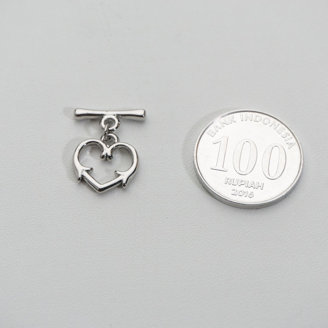Heart Arrow Toggle Clasp DIY Stainless Steel PVD Gold Pengait Toggle Hati Hypoallergenic