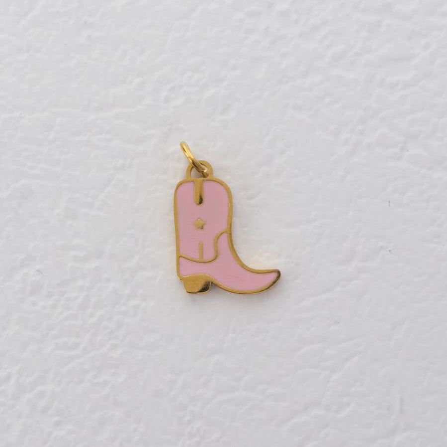 (1.2cm) Pink and Blue Mini Boots Shoes Enamel Charm Stainless Steel PVD Gold Plated Liontin Sepatu Boots Hypoallergenic