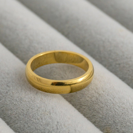 Minimalist Plain Dome Stackable Ring Stainless Steel PVD Gold Plated Cincin Polos Hypoallergenic
