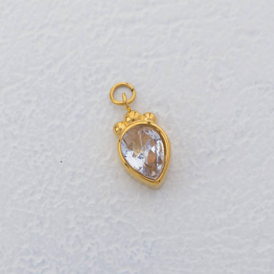 (1.5cm) Minimalist Teardrop With Tripple Dots Charm Stainless Steel PVD Gold Plated Liontin Tetes Air Mata Hypoallergenic