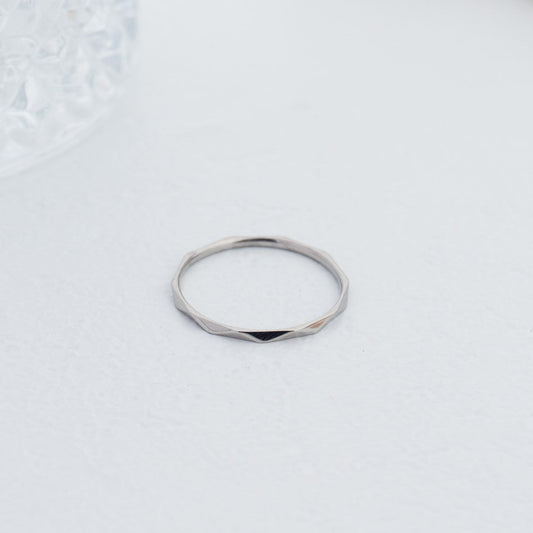 Minimalist Plain Geometric Line Band Ring Stainless Steel PVD Gold Plated Cincin Polos Hypoallergenic