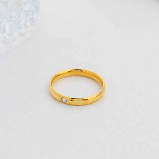 Minimalist Plain Solitaire Ring Stainless Steel PVD Gold Plated Cincin Polos Hypoallergenic