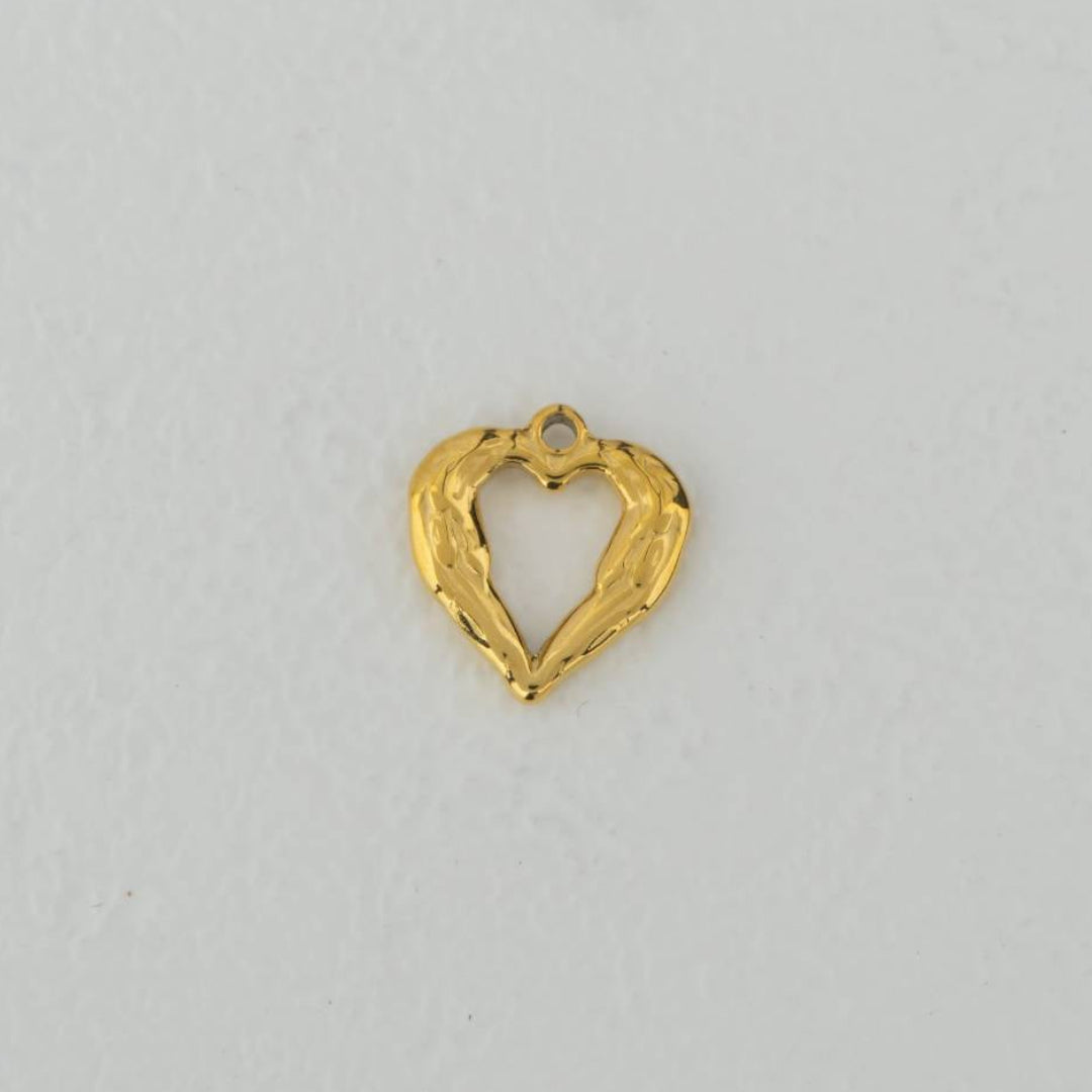 (13mm) Heart Angel Wings Charms Stainless Steel PVD Gold Plated Liontin Hati Sayap Malaikat Hypoallergenic