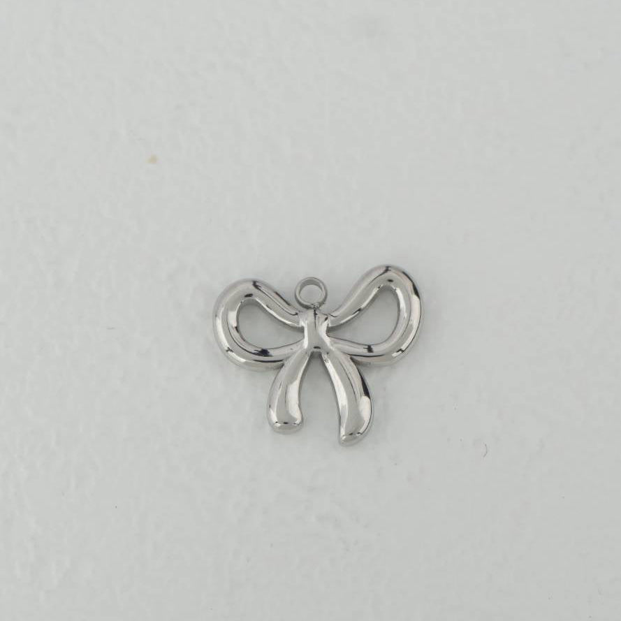 (13mm) Coquette Ribbon Bow Charm Steel PVD Gold Plated Liontin Pita Hypoallergenic