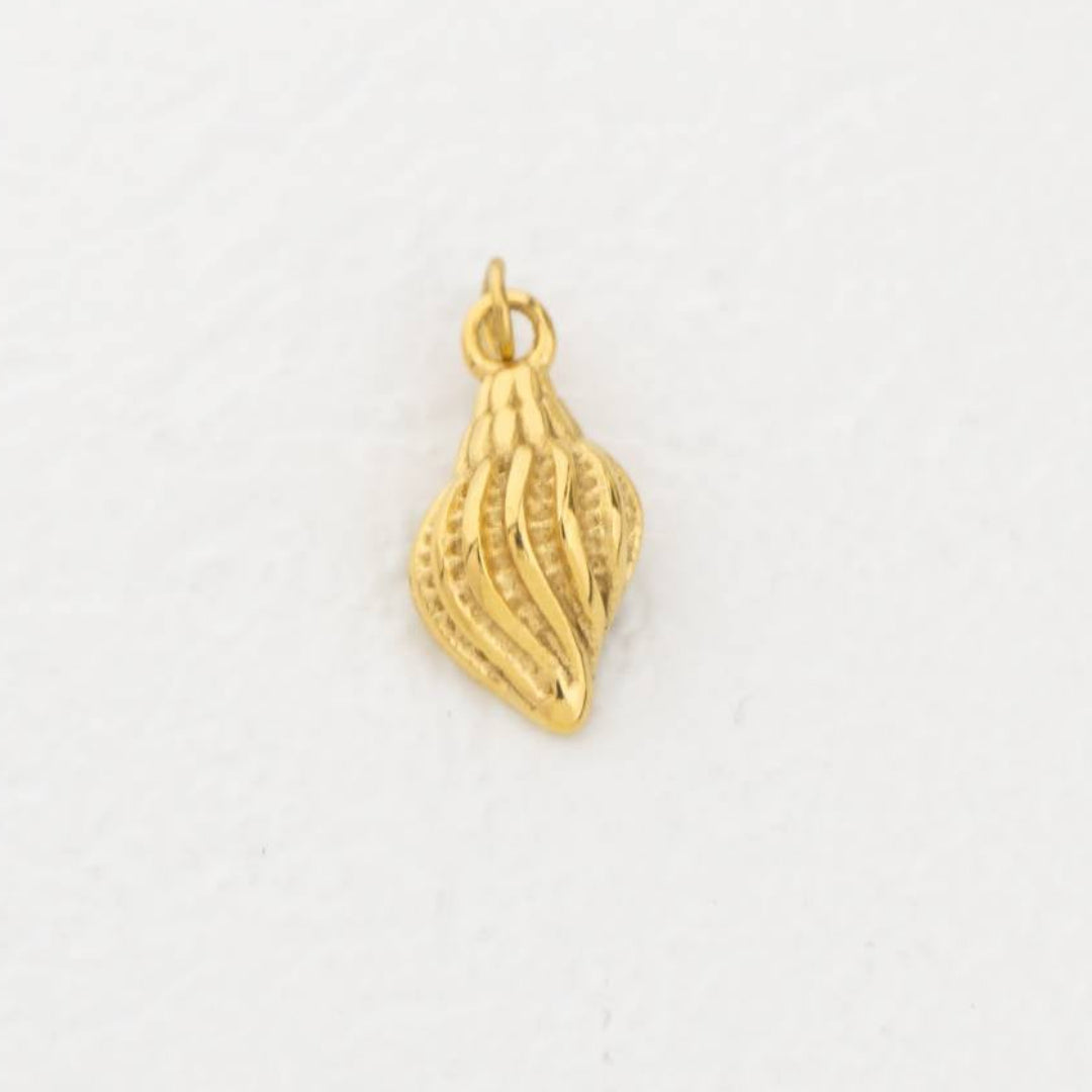 (1.8cm) Ocean Cone Shell Charm Stainless Steel PVD Gold Plated Liontin Kerang Laut Hypoallergenic
