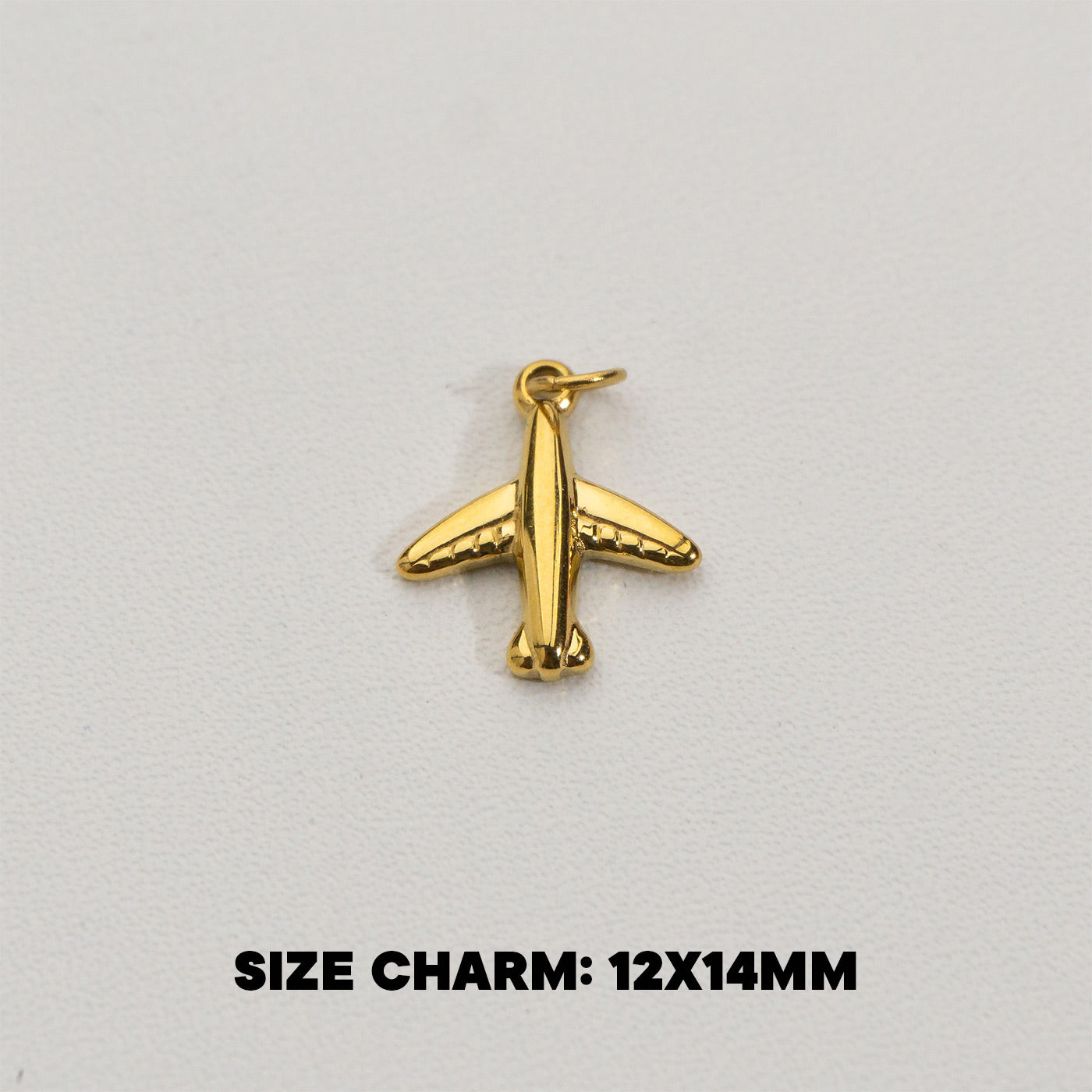 Mini Airplane Charms Stainless Steel PVD Gold Plated Liontin Pesawat Hypoallergenic