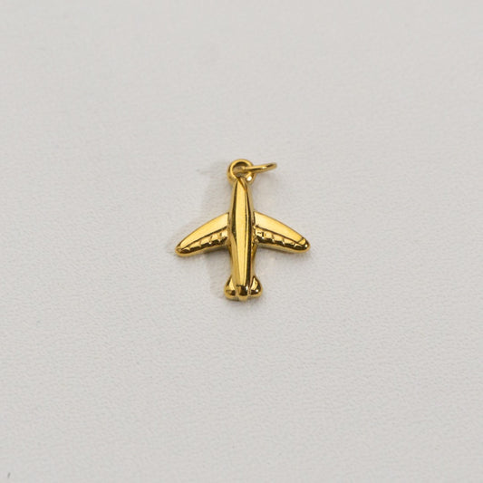 Mini Airplane Charms Stainless Steel PVD Gold Plated Liontin Pesawat Hypoallergenic
