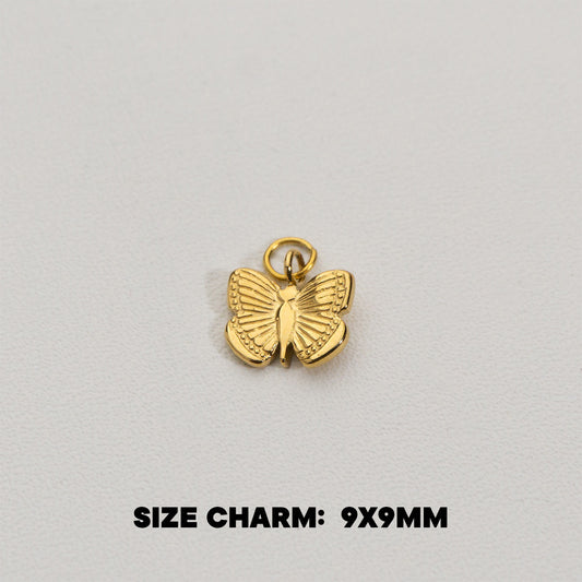 Mini Cute Butterfly Charms Stainless Steel PVD Gold Plated Liontin Kupu-Kupu Hypoallergenic