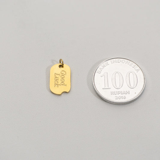 Lucky Tag Charms Stainless Steel PVD Gold Plated Liontin Tag Keberuntungan Hypoallergenic