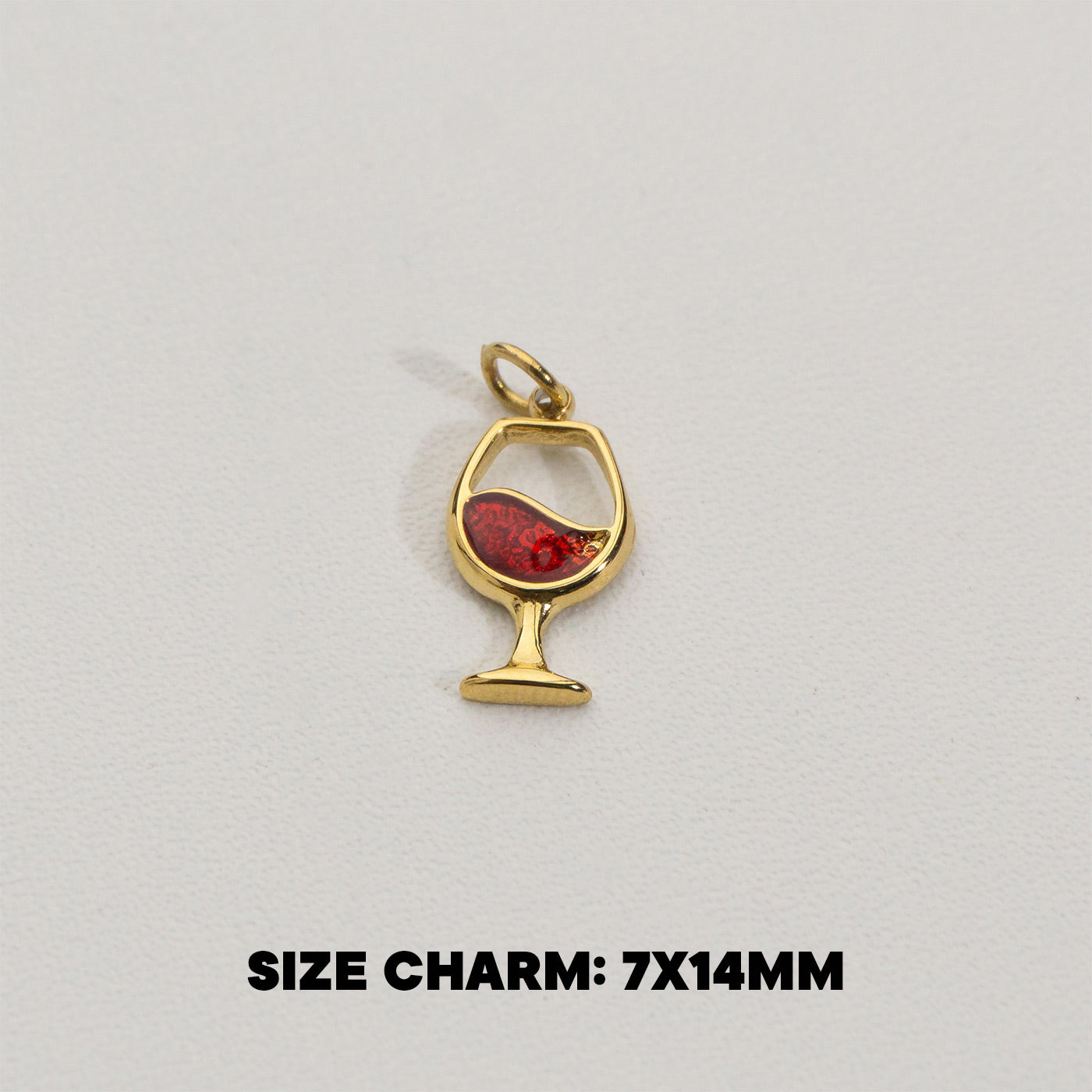 Glass Goblet Charms Stainless Steel PVD Gold Plated Liontin Gelas Berkaki Hypoallergenic