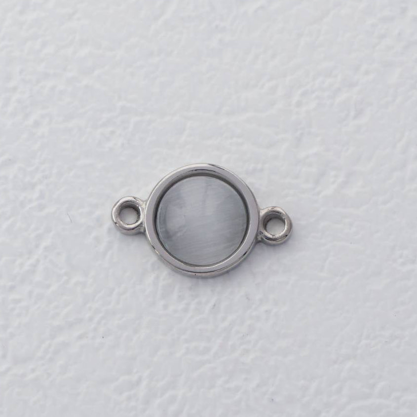 Cat Eye Simple Round Connector Stainless Steel PVD Gold Plated Liontin Konektor Sambung Bulat Hypoallergenic