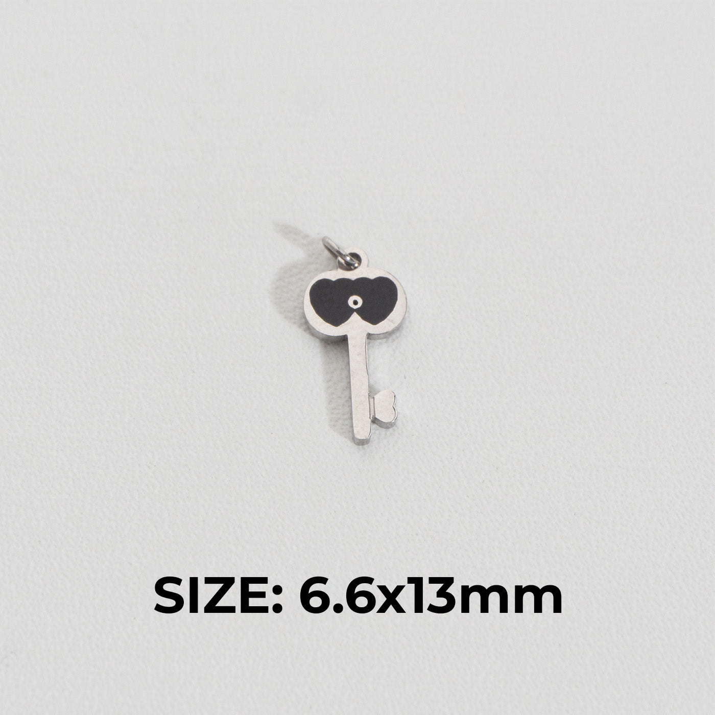 Black Heart Key Charm Stainless Steel PVD Gold Plated Liontin Kunci Hitam Hypoallergenic