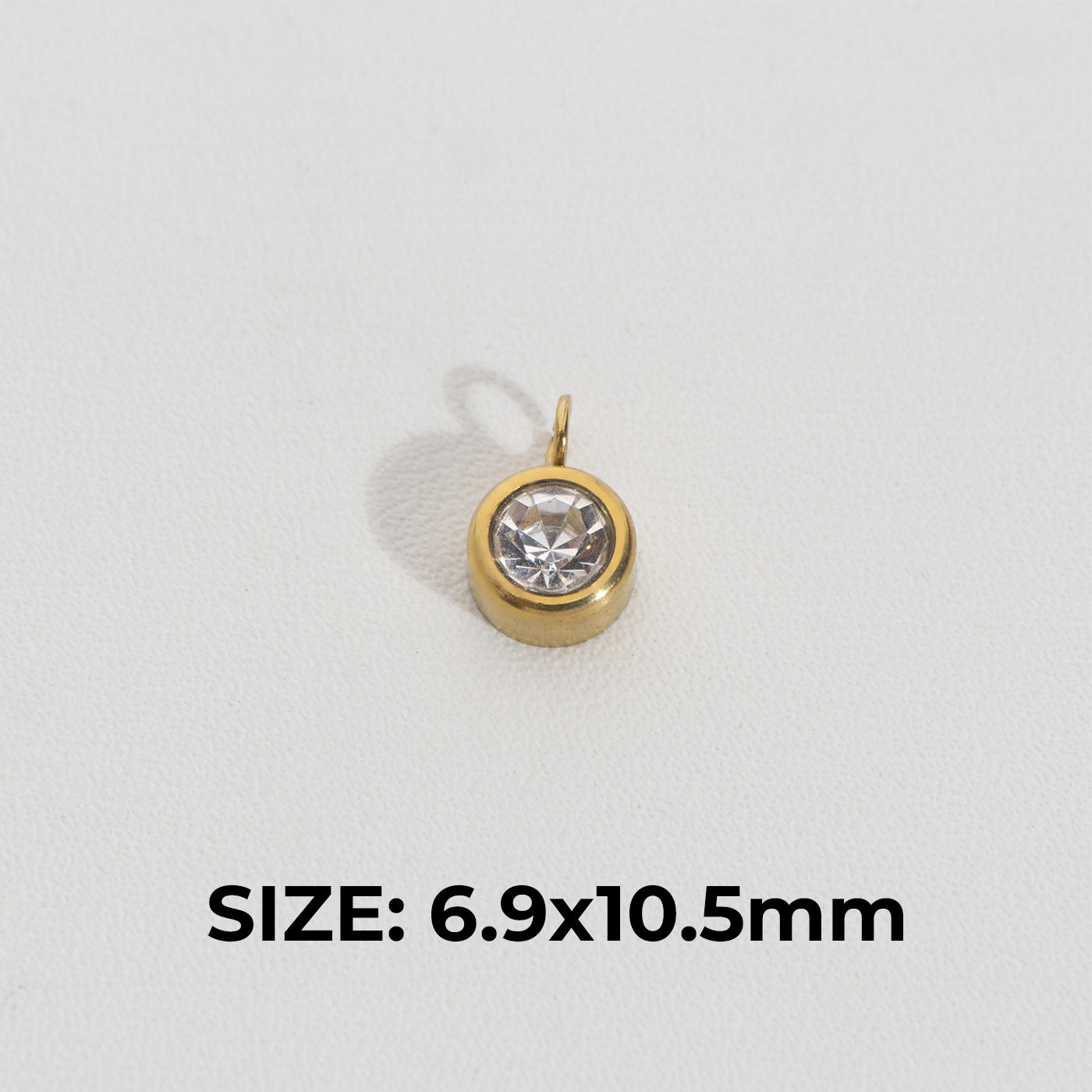 (6.9mm) Mini Plain Circle Charm Stainless Steel PVD Gold Plated Liontin Bulat Polos Hypoallergenic
