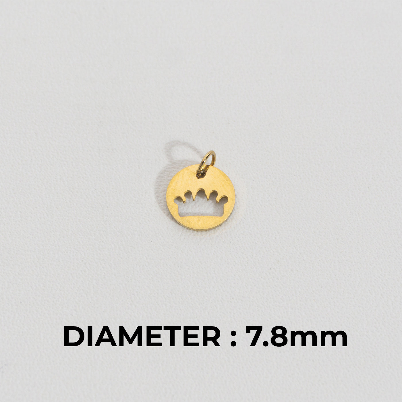 Round Crown Charm Stainless Steel PVD Gold Plated Liontin Mahkota Hypoallergenic