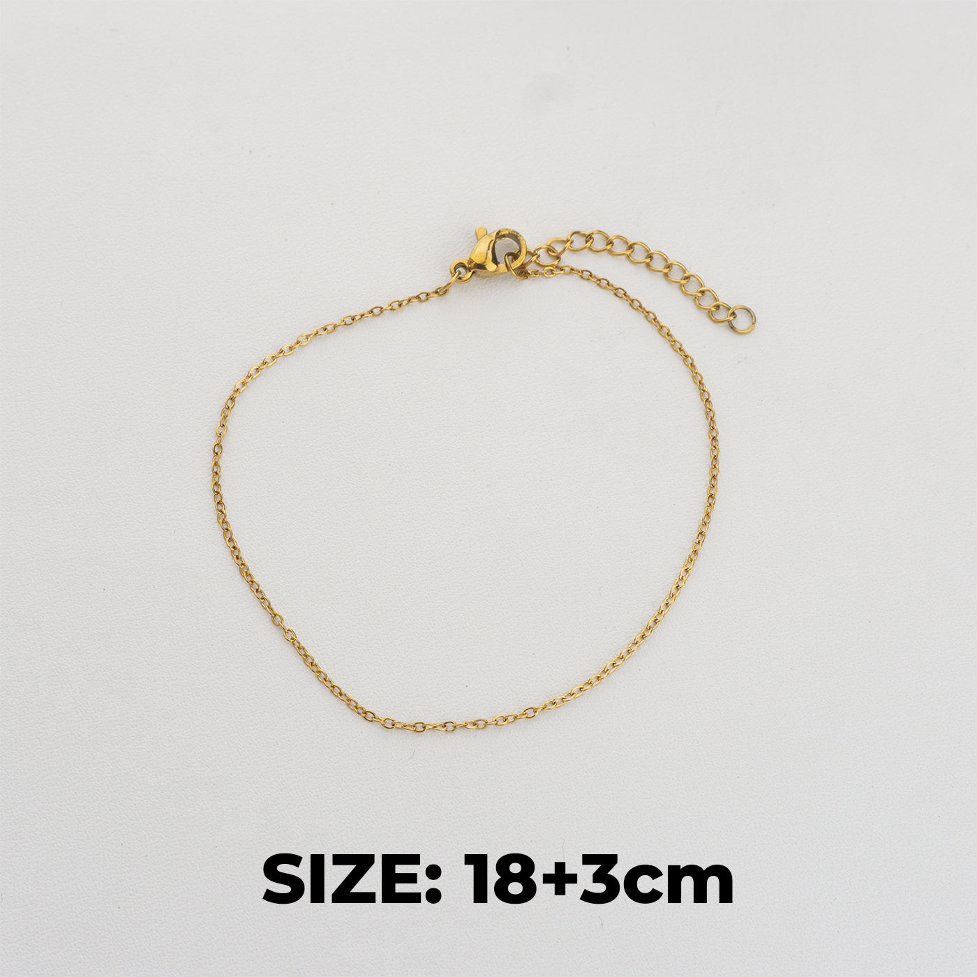 (18+3cm) Rolo Chain Bracelet Stainless Steel PVD Gold Plated Rantai Gelang Rolo Hypoallergenic