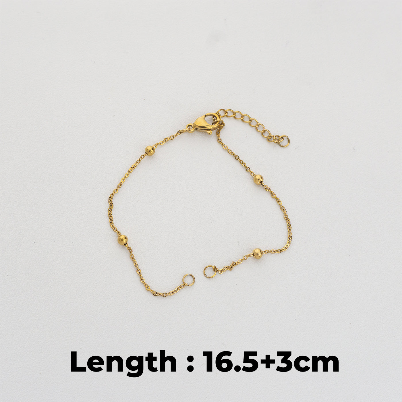 Satellite Bead Cable Chain Anklet Bracelet Stainless Steel PVD Gold Plated Rantai Gelang Biji Lada Hypoallergenic