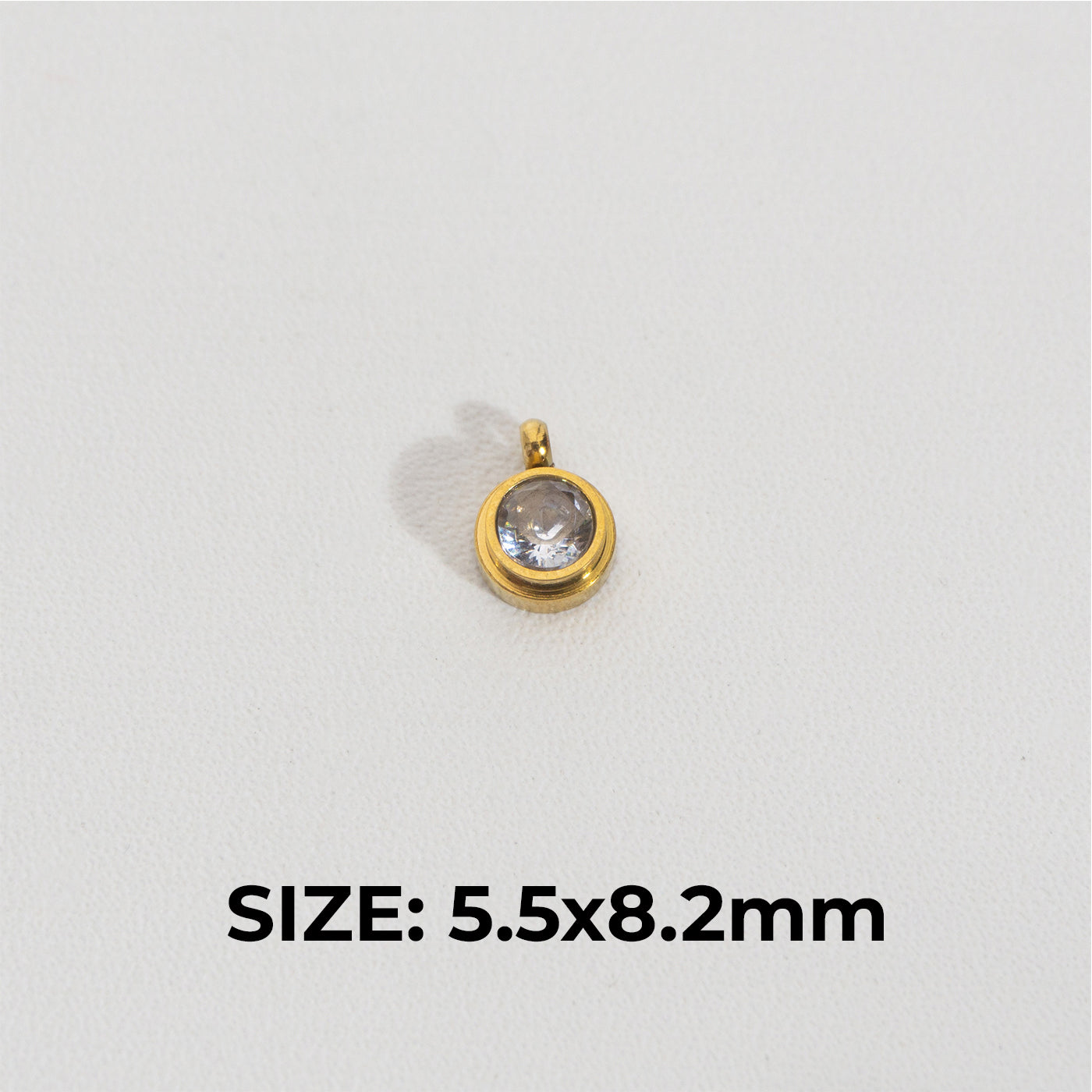 Mini Solitaire Stacked Round Charm Stainless Steel PVD Gold Plated Liontin Bulat Tumpuk Hypoallergenic