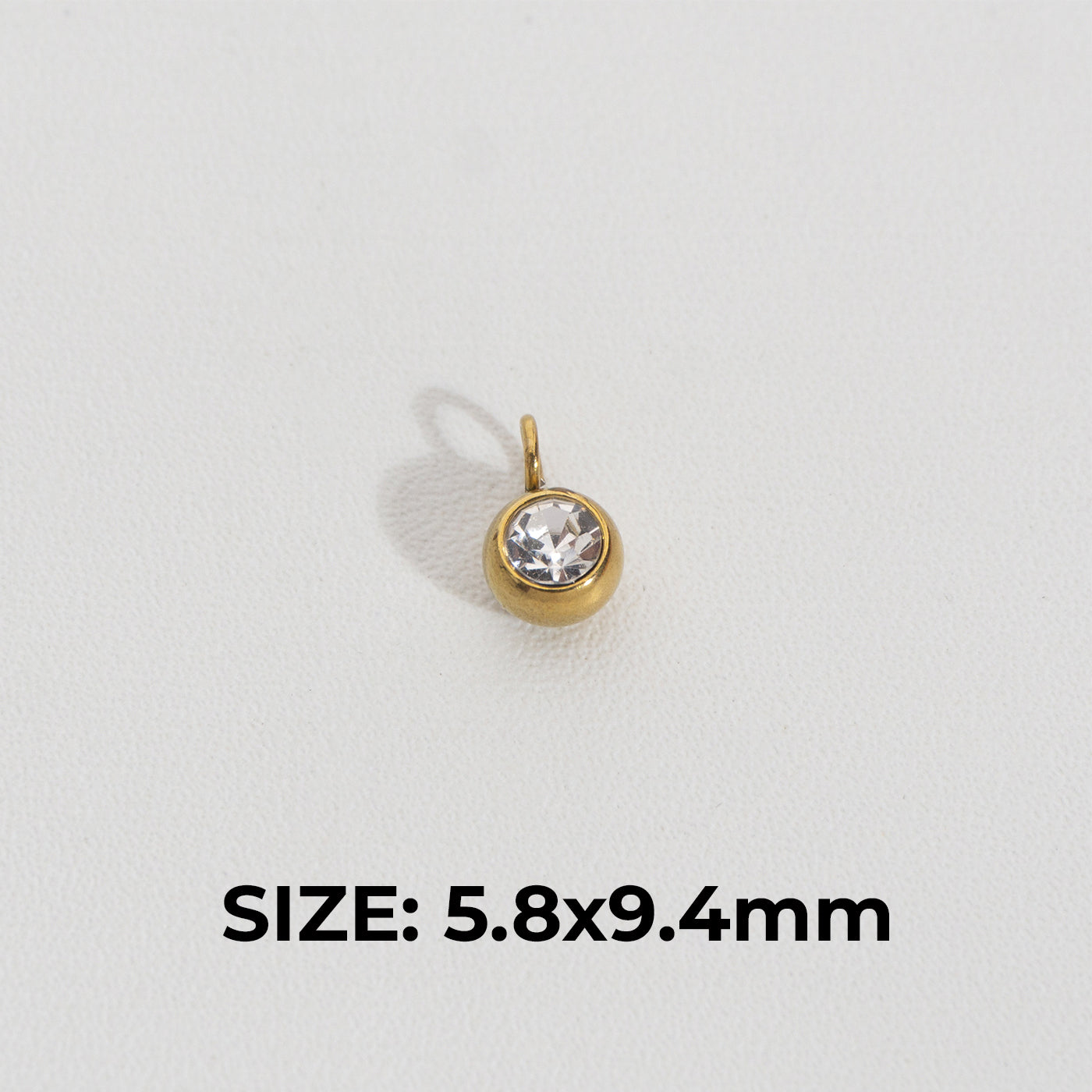 (5.8mm) Mini Plain Circle Charm Stainless Steel PVD Gold Plated Liontin Bulat Polos Hypoallergenic