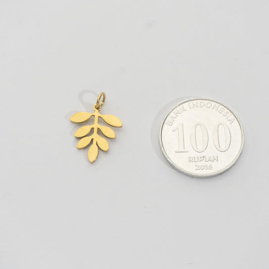 Plain Olive Leaf Branch Charm Stainless Steel PVD Gold Plated Liontin Cabang Daun Hypoallergenic