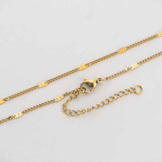 Flat Bar Chain Necklace Stainless Steel PVD Gold Plated Rantai Kalung Pipih Hypoallergenic