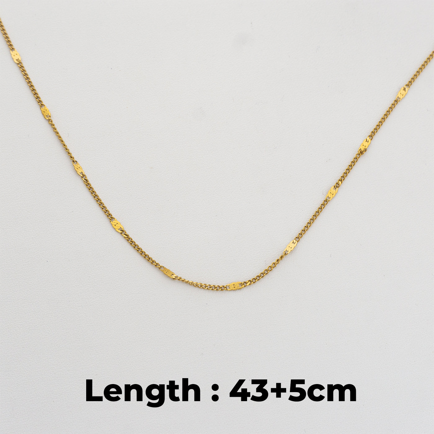 Flat Bar Chain Necklace Stainless Steel PVD Gold Plated Rantai Kalung Pipih Hypoallergenic