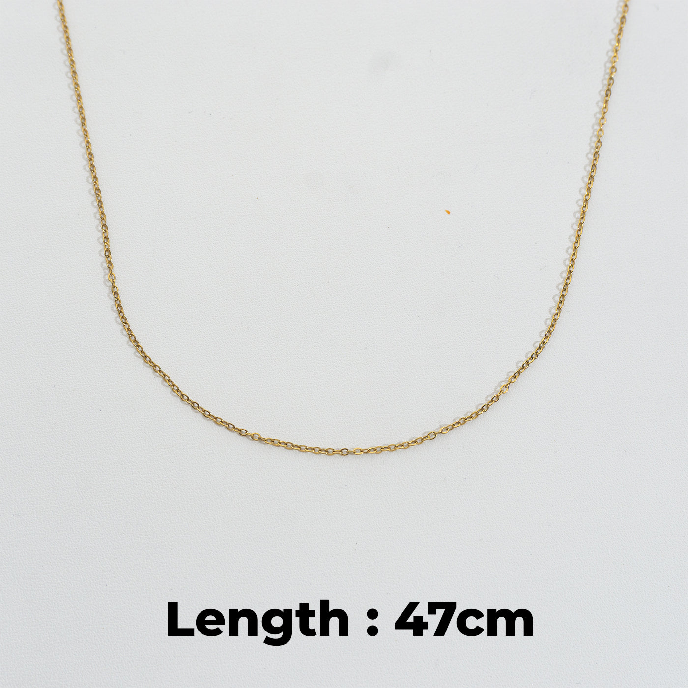 (47cm) Dainty Rolo Chain Necklace Stainless Steel PVD Gold Plated Rantai Kalung Hypoallergenic