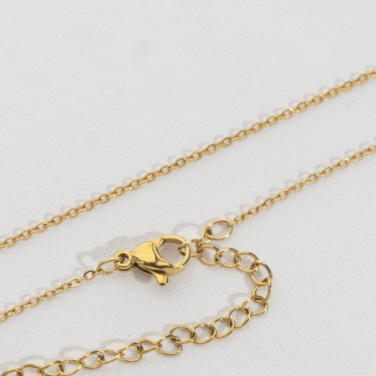 (40cm) Dainty Rolo Chain Necklace Stainless Steel PVD Gold Plated Rantai Kalung Hypoallergenic