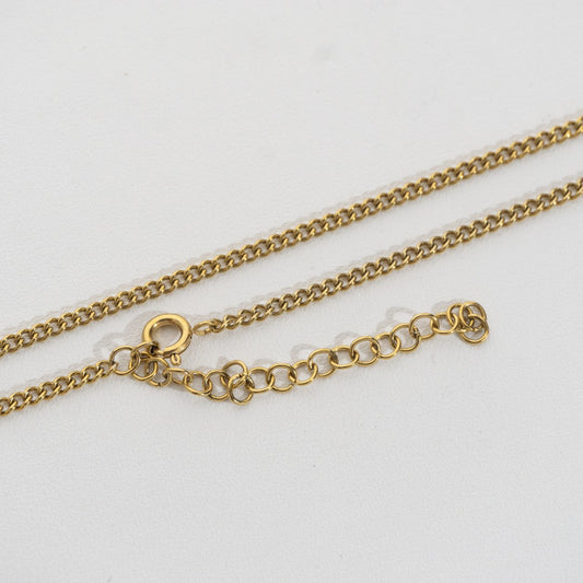 (2.2mm) Minimalist Curb Chain Necklace Stainless Steel PVD Gold Plated Rantai Pipih Kalung Hypoallergenic