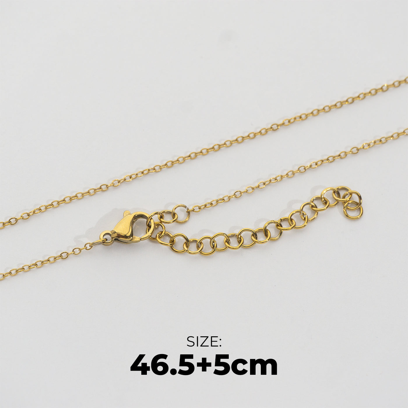 (46+5cm) Dainty Rolo Chain Necklace Stainless Steel PVD Gold Plated Rantai Kalung Tipis Hypoallergenic
