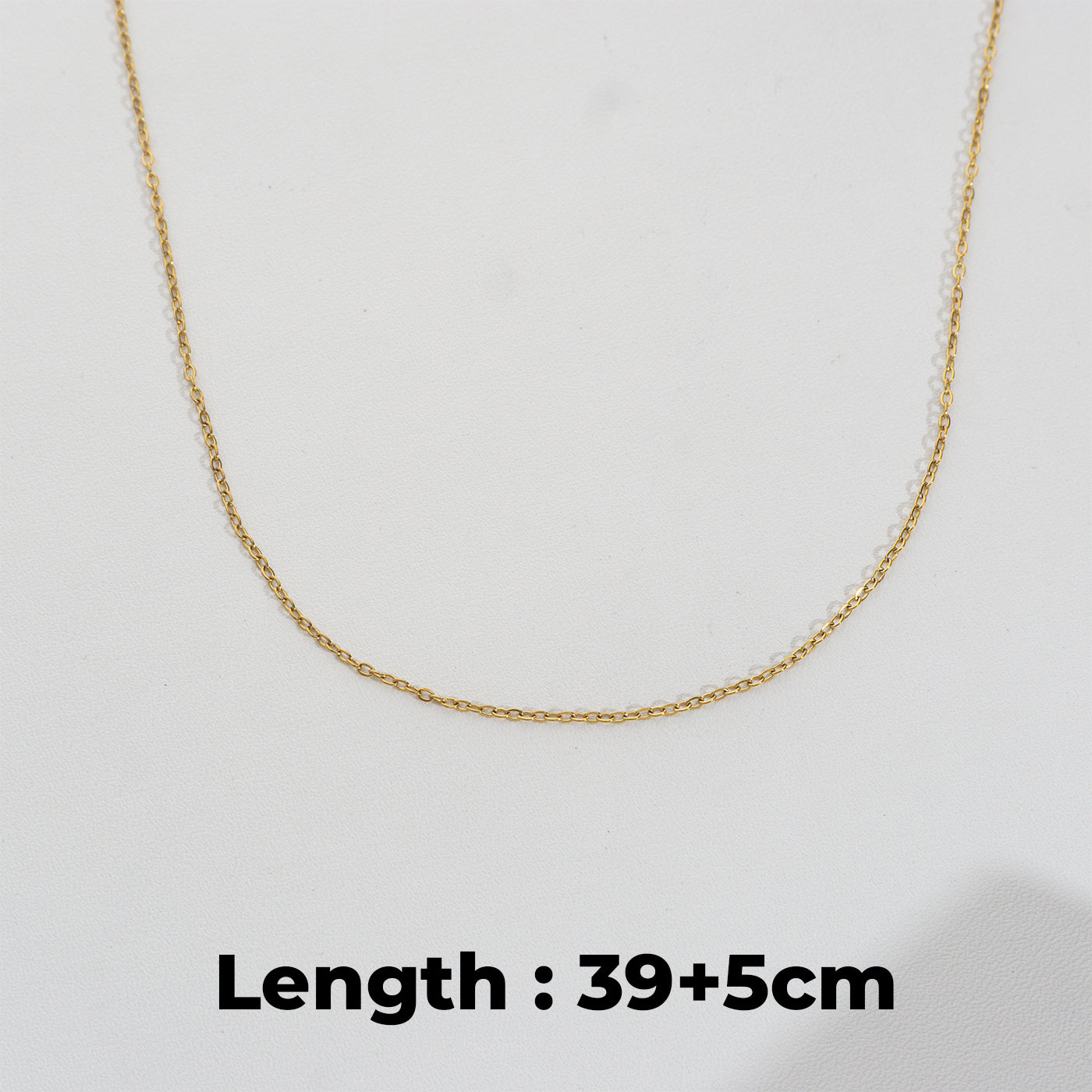 (39+5cm) Dainty Rolo Chain Necklace Stainless Steel PVD Gold Plated Rantai Kalung Hypoallergenic