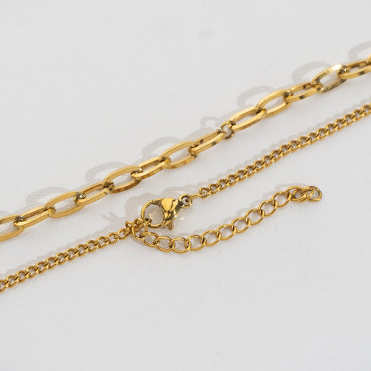 Paperclip Curb Chain Necklace Stainless Steel PVD Gold Plated Rantai Kalung Hypoallergenic