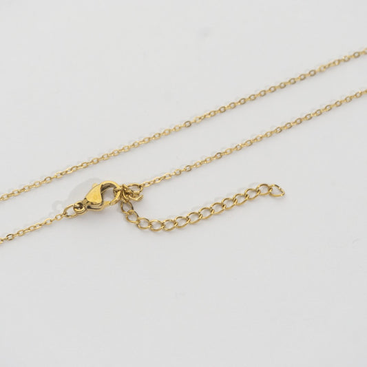 (43.5+5 cm) Minimalist Rolo Chain Necklace Stainless Steel PVD Gold Plated Rantai Kalung Tipis Hypoallergenic
