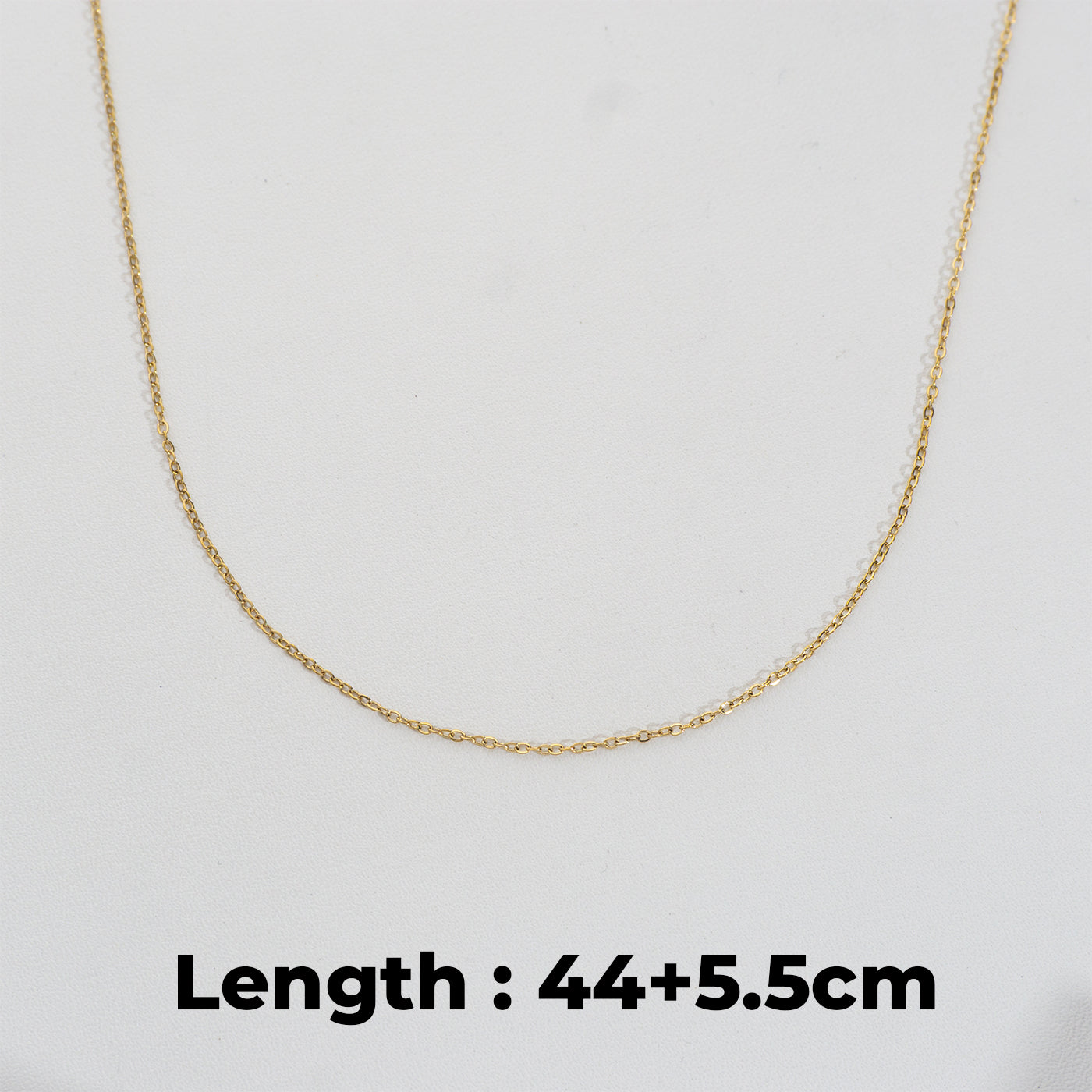 (44+5.5cm) Dainty Rolo Chain Necklace Stainless Steel PVD Gold Plated Rantai Kalung Hypoallergenic