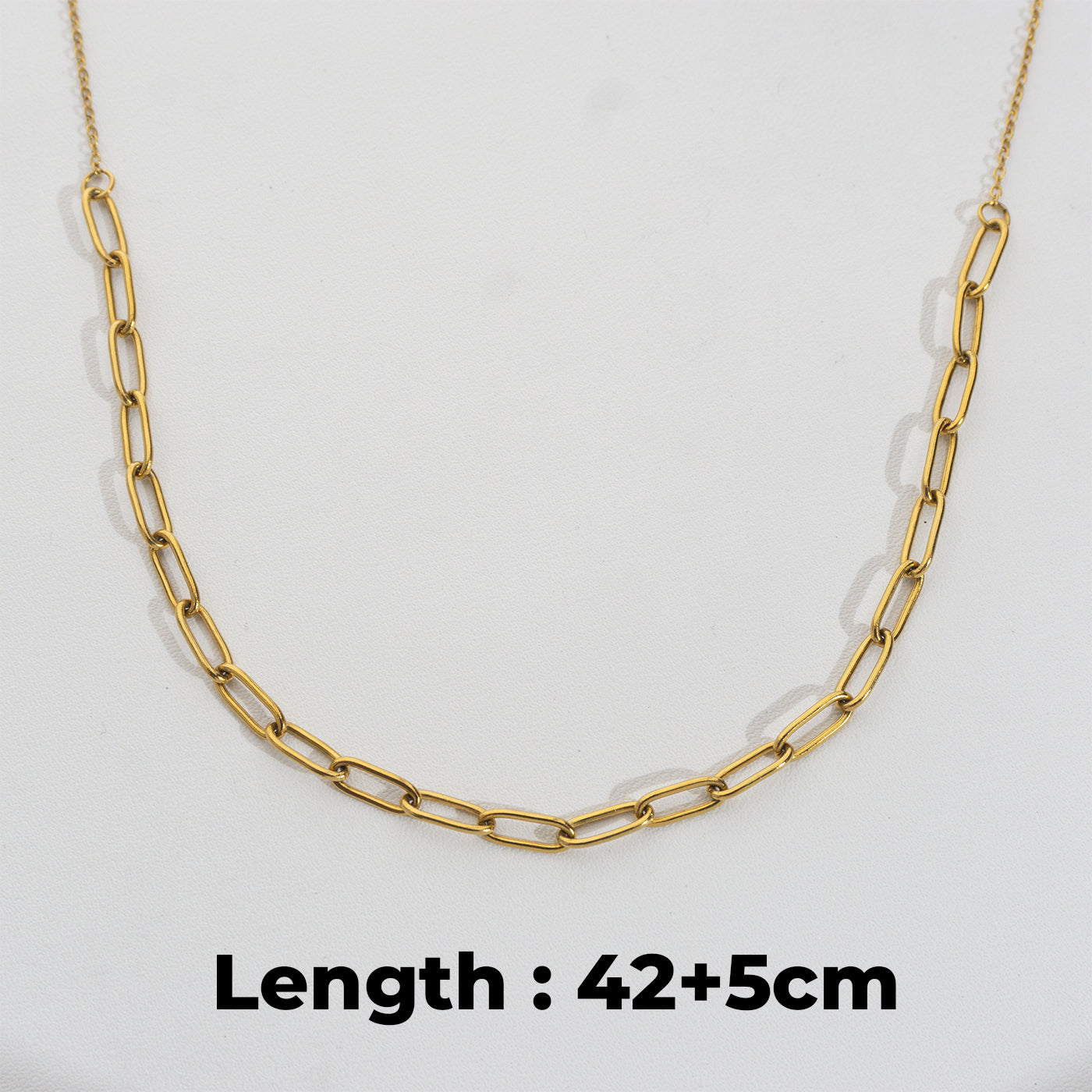 Paperclip Chain Necklace Stainless Steel PVD Gold Plated Rantai Kalung Hypoallergenic