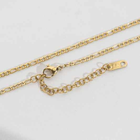 (44+3cm) Figaro Chain Necklace Stainless Steel PVD Gold Plated Rantai Kalung Figaro Hypoallergenic