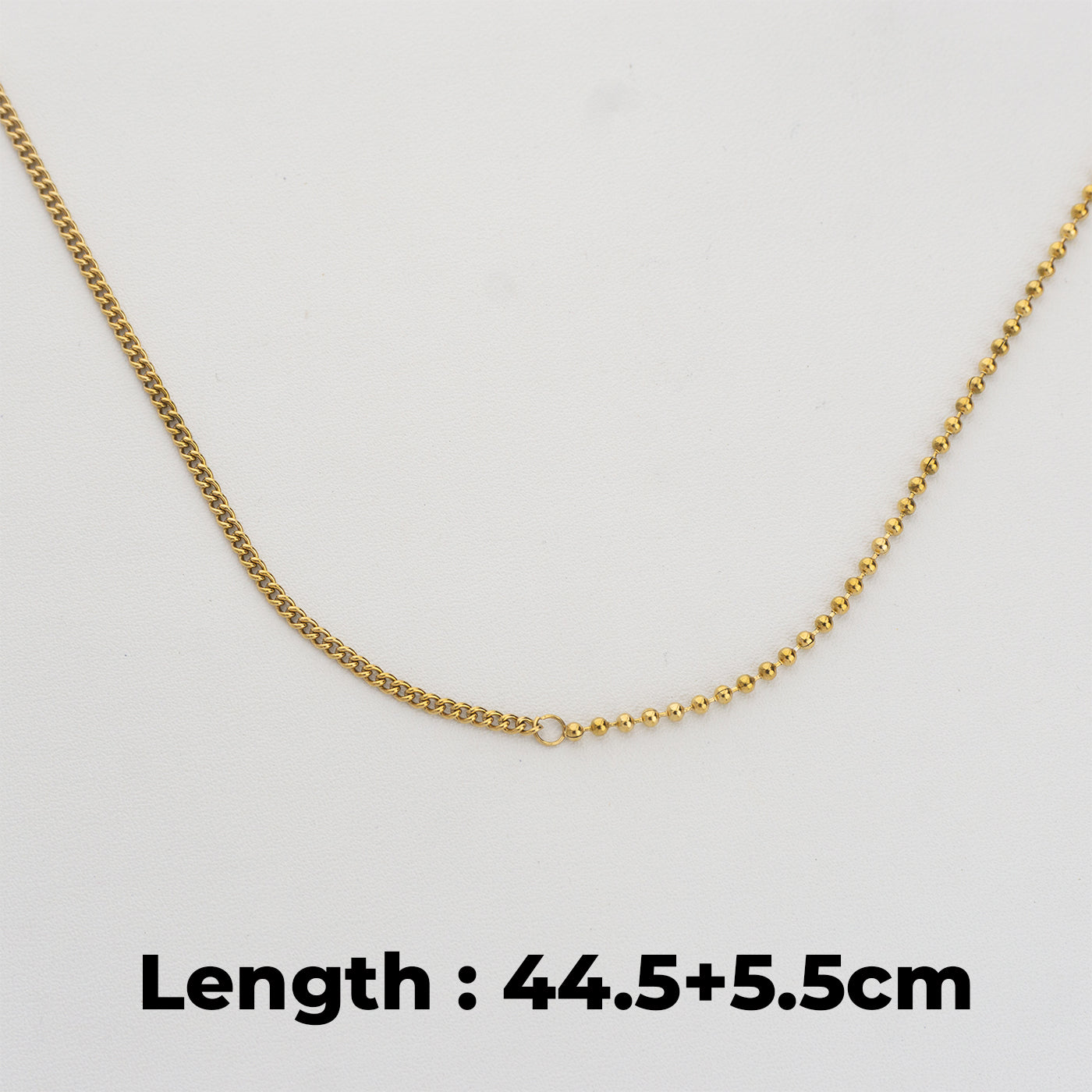2 Style Buble Curb Chain Necklace Stainless Steel PVD Gold Plated Rantai Kalung Bola Pipih Hypoallergenic