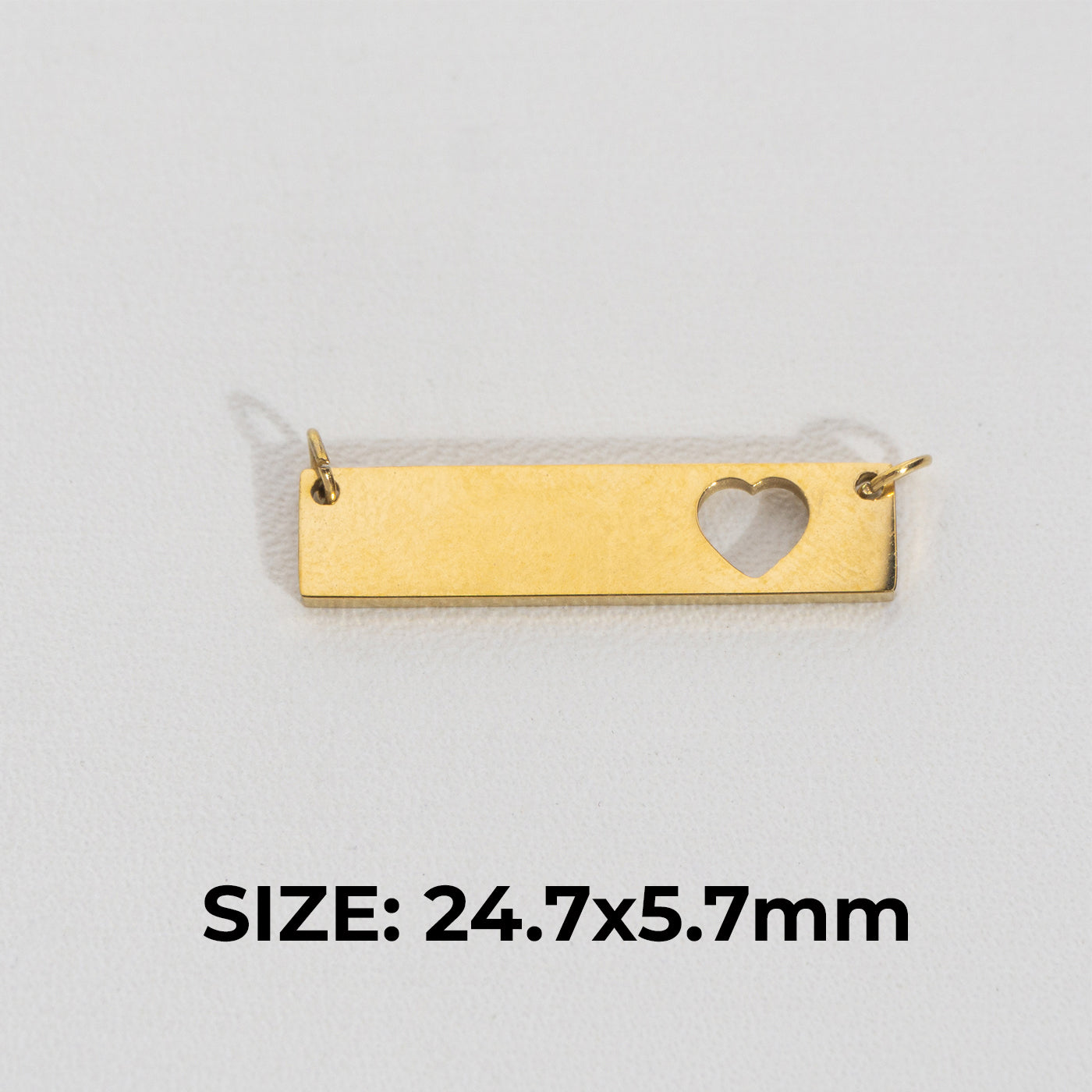 Plain Rectangular Heart Connector Stainless Steel PVD Gold Plated Liontin Konektor Hati Persegi Panjang Hypoallergenic