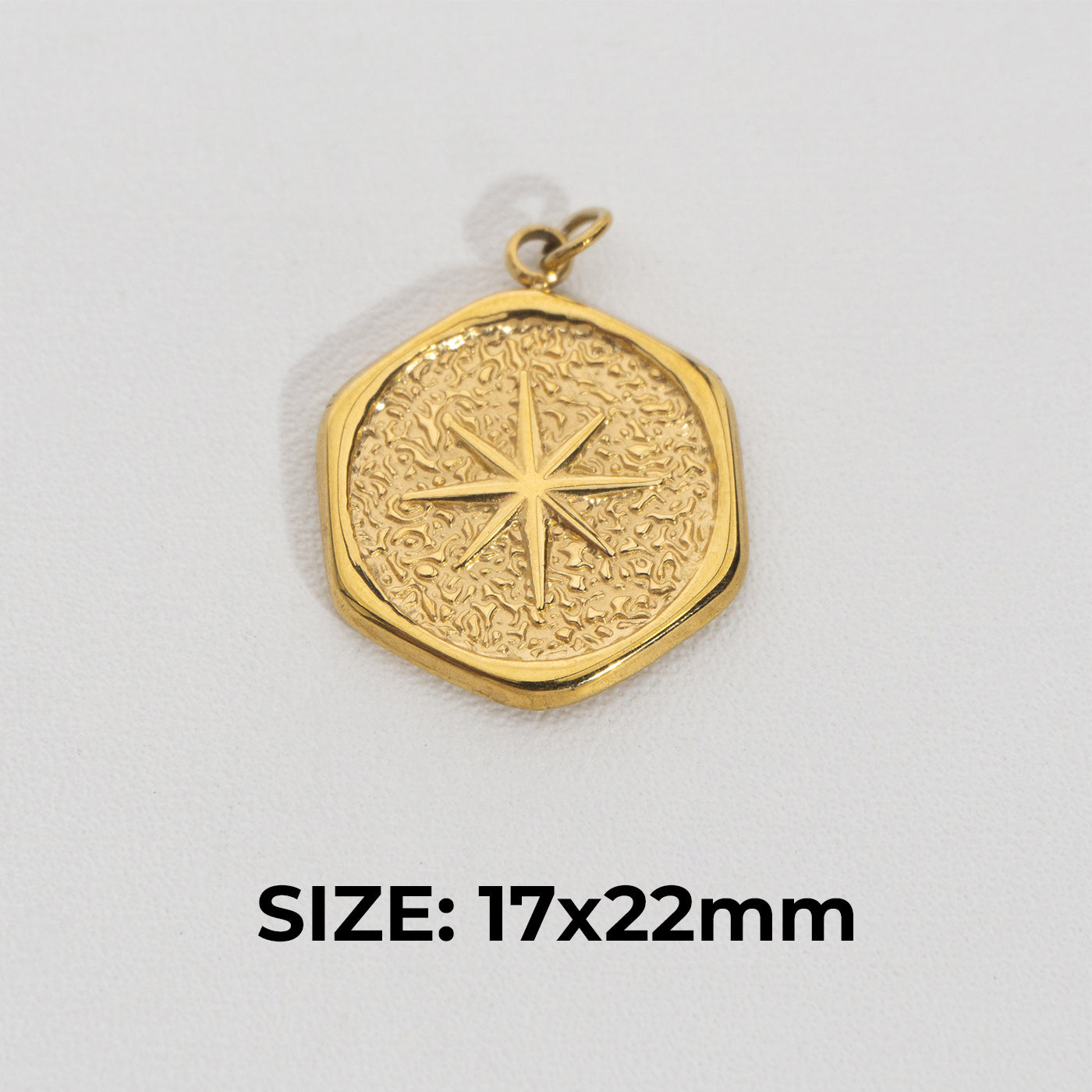Irregular Textured Round Pendant Stainless Steel PVD Gold Plated Liontin Bulat Tekstur Hypoallergenic