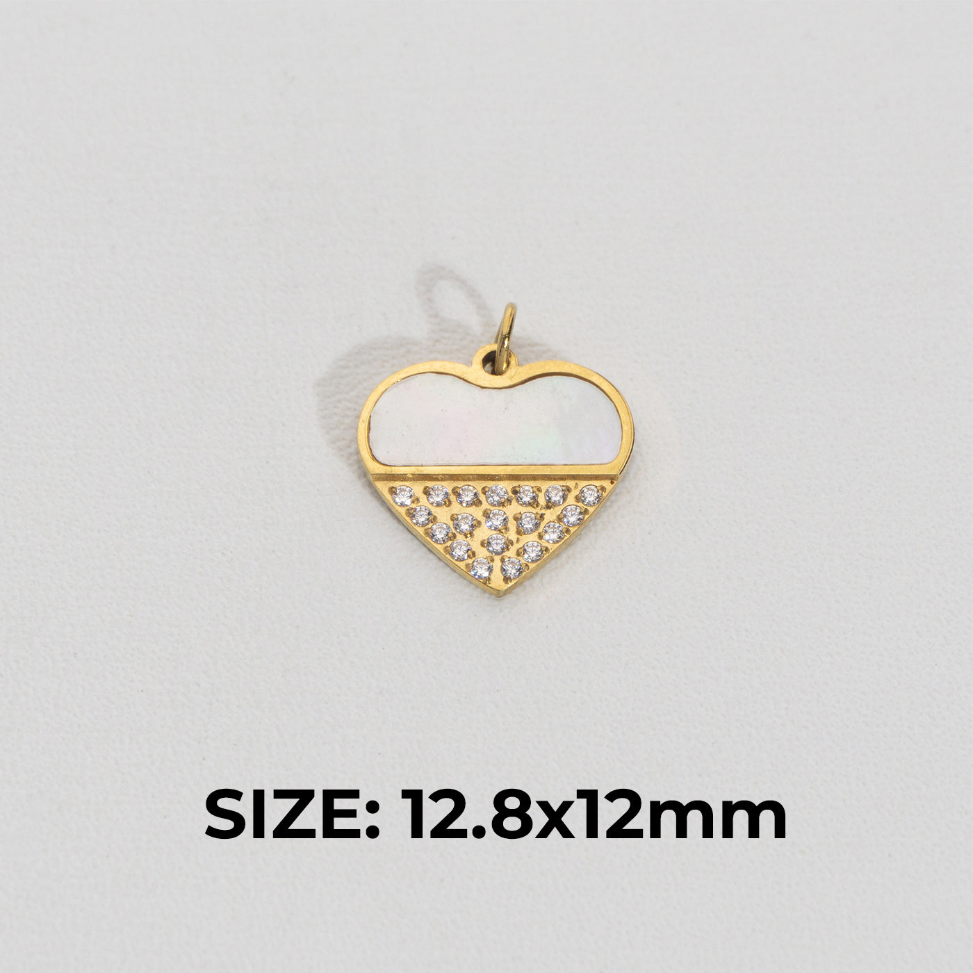 Sparkling Mother Of Pearl Heart Pendant Stainless Steel PVD Gold Plated Liontin Hati Pesta Hypoallergenic