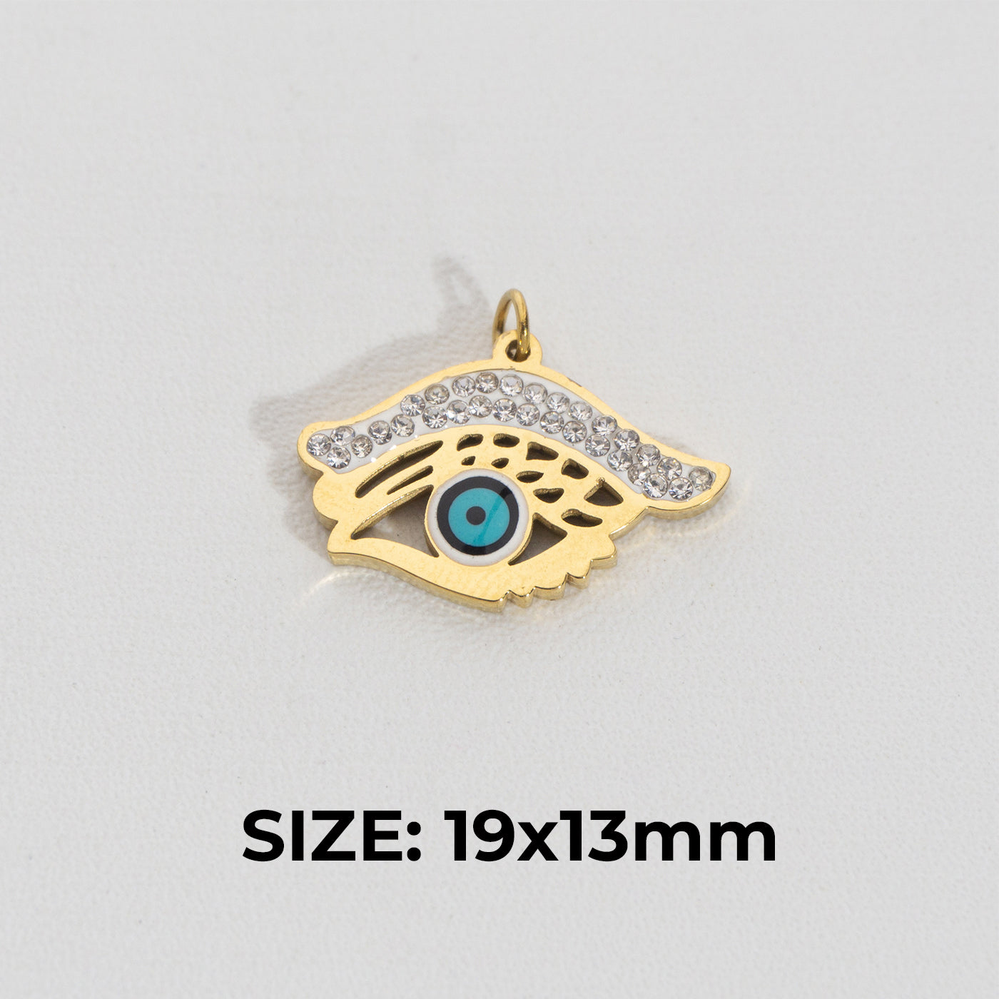 Unique Sparkling Evil Eye Pendant Stainless Steel PVD Gold Plated Liontin Mata Iblis Unik Hypoallergenic