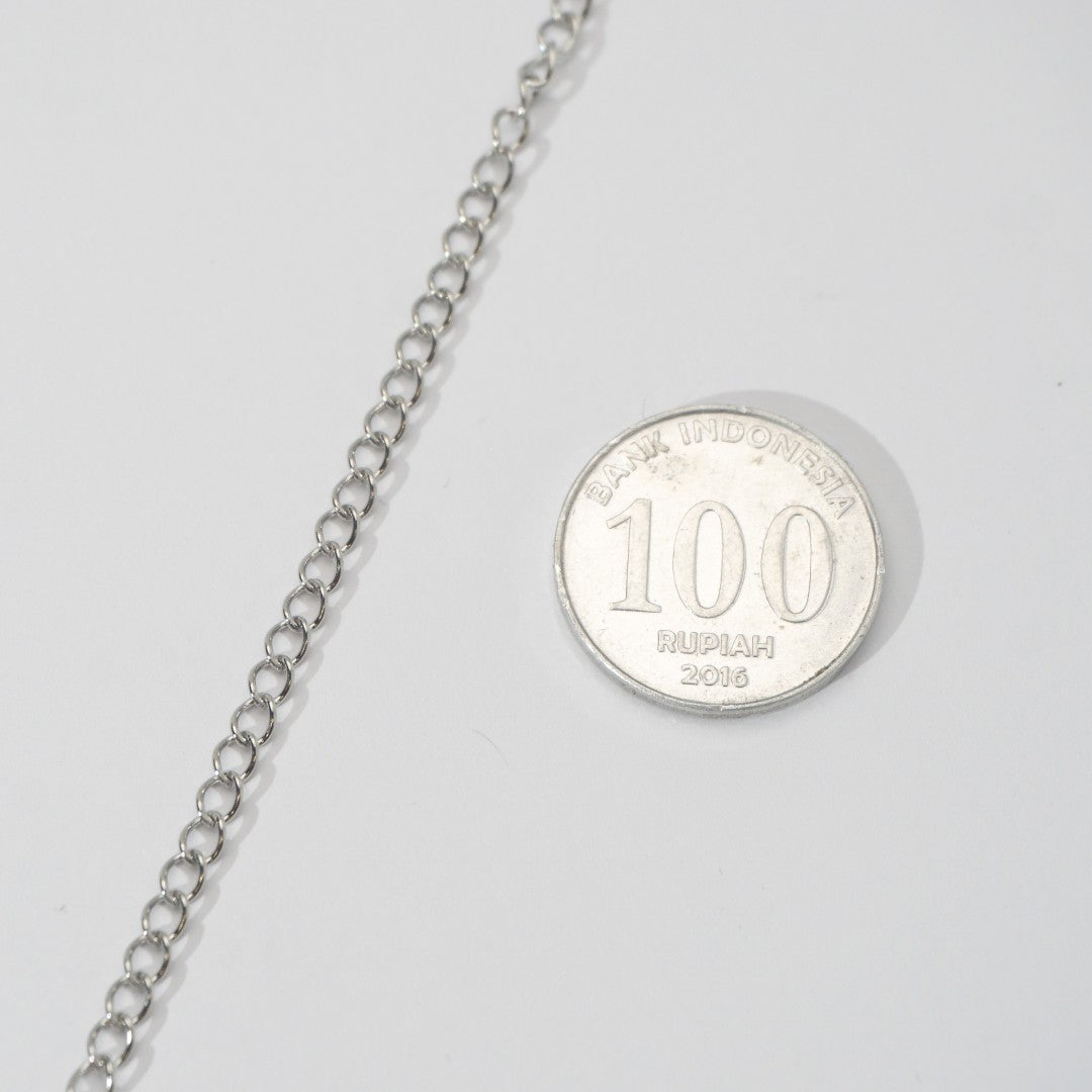 (4mm) Cable Unfinished Chain For Extender Rantai Stainless Steel Rantai Meteran Tipis Rantai Tambahan Kalung Gelang Hypoallergenic