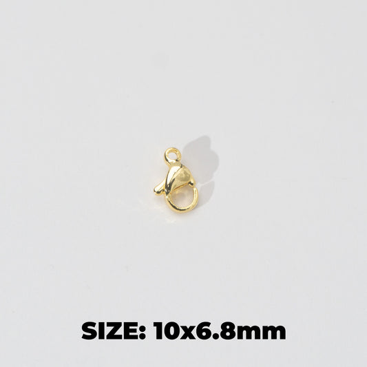 (5 pcs) 10mm Lobster Clasp DIY Stainless Steel Gold Plating Kokot Udang Pengait Kalung Gelang Hypoallergenic