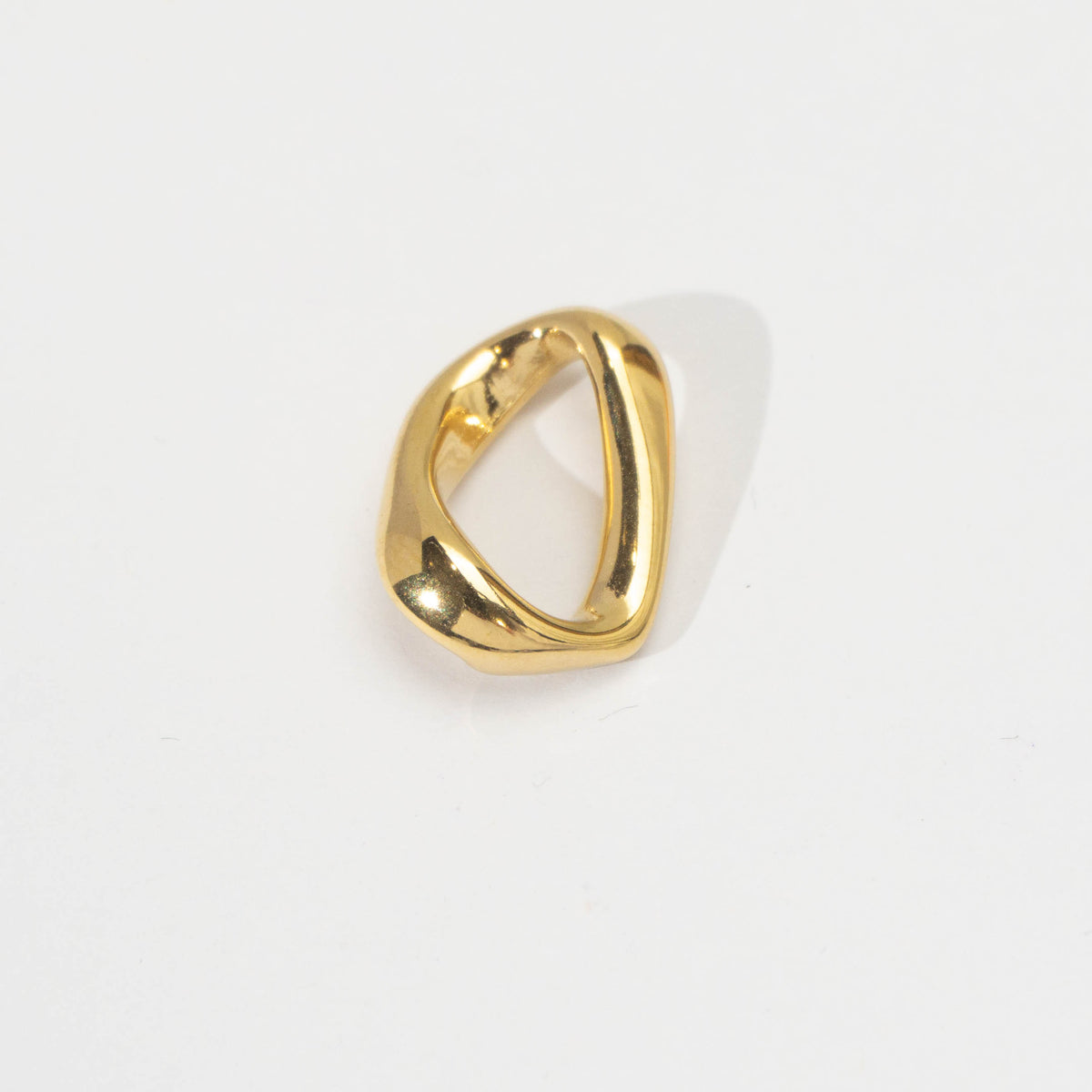 (19mm) Molten Wavy Oval Bead Spacer Stainless Steel PVD Gold Plated Liontin Spacer Hypoallergenic
