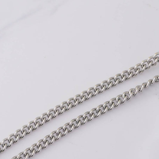 (4.4mm) Thin Curb Unfinished Chain Rantai Stainless Steel Rantai Meteran Pipih Hypoallergenic