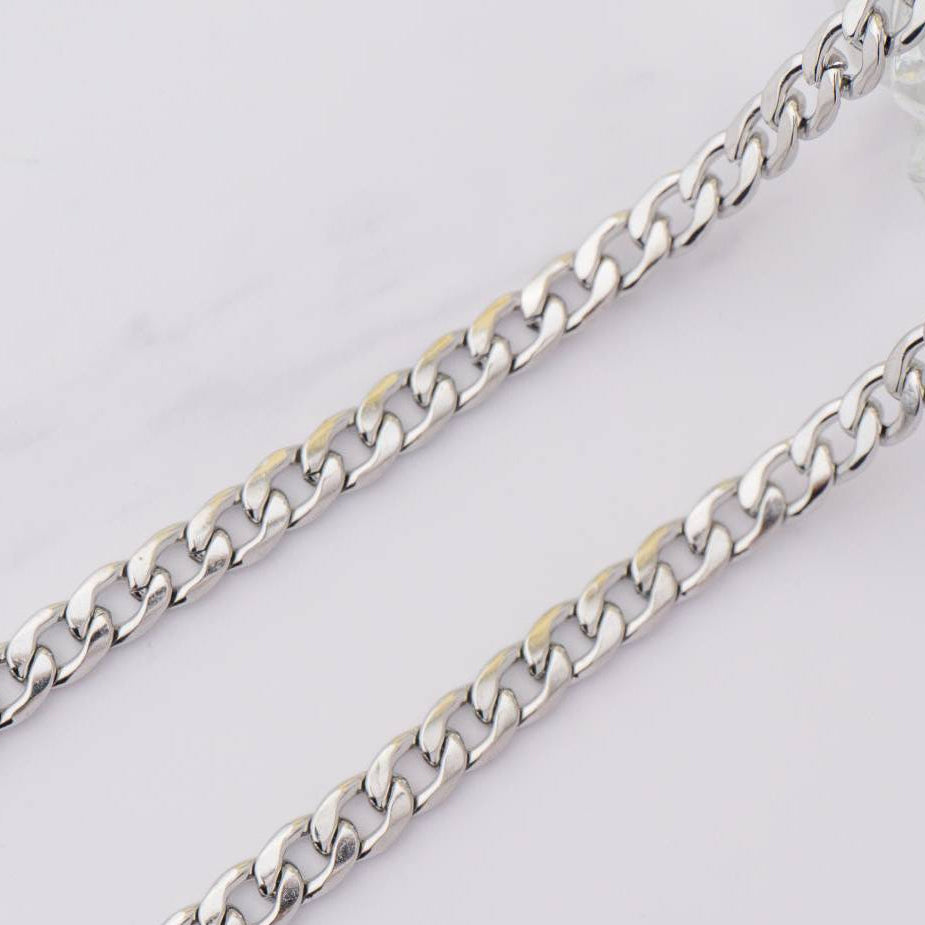 (6mm) Thin Flat Curb Unfinished Chain Rantai Stainless Steel Rantai Meteran Pipih Hypoallergenic